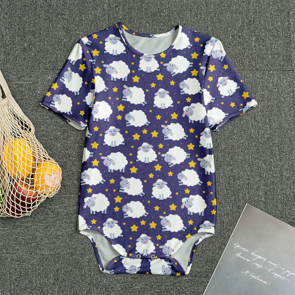 Star And Sheep Pattern Print Men's Bodysuit