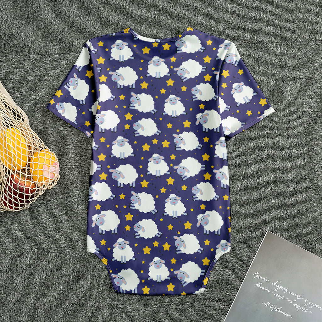 Star And Sheep Pattern Print Men's Bodysuit