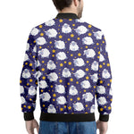 Star And Sheep Pattern Print Men's Bomber Jacket