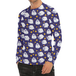 Star And Sheep Pattern Print Men's Long Sleeve Rash Guard
