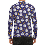 Star And Sheep Pattern Print Men's Long Sleeve Rash Guard