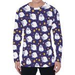 Star And Sheep Pattern Print Men's Long Sleeve T-Shirt