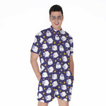 Star And Sheep Pattern Print Men's Rompers