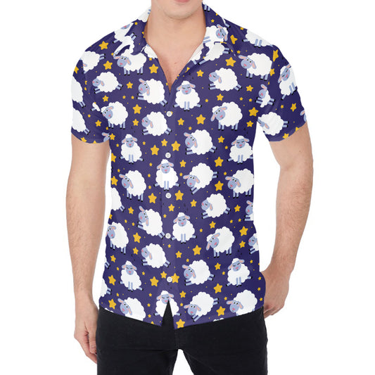 Star And Sheep Pattern Print Men's Shirt