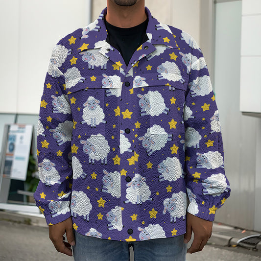Star And Sheep Pattern Print Men's Shirt Jacket