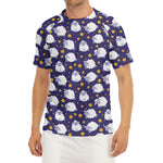 Star And Sheep Pattern Print Men's Short Sleeve Rash Guard