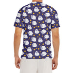 Star And Sheep Pattern Print Men's Short Sleeve Rash Guard
