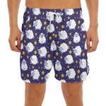 Star And Sheep Pattern Print Men's Split Running Shorts