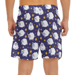 Star And Sheep Pattern Print Men's Split Running Shorts