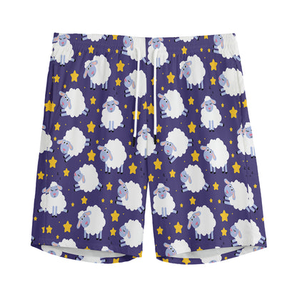 Star And Sheep Pattern Print Men's Sports Shorts