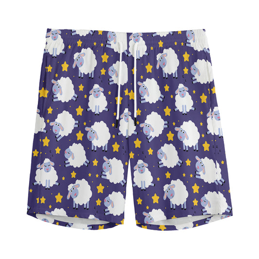 Star And Sheep Pattern Print Men's Sports Shorts