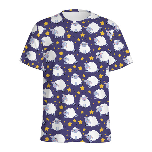 Star And Sheep Pattern Print Men's Sports T-Shirt