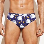 Star And Sheep Pattern Print Men's Swim Briefs