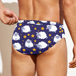 Star And Sheep Pattern Print Men's Swim Briefs