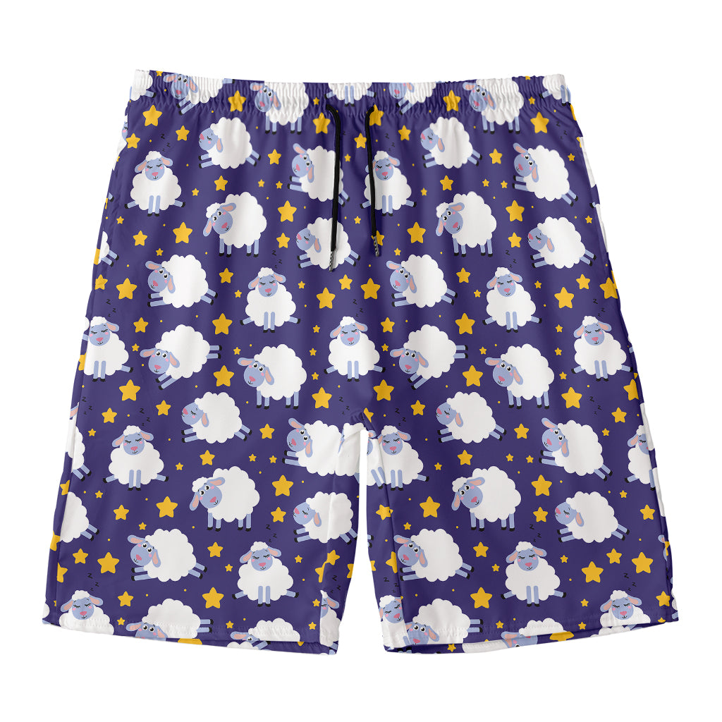 Star And Sheep Pattern Print Men's Swim Trunks