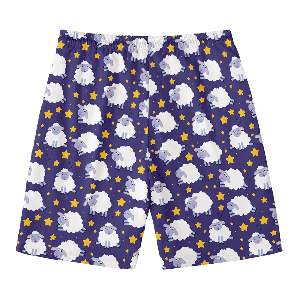 Star And Sheep Pattern Print Men's Swim Trunks