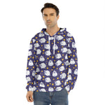 Star And Sheep Pattern Print Men's Velvet Pullover Hoodie