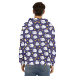 Star And Sheep Pattern Print Men's Velvet Pullover Hoodie
