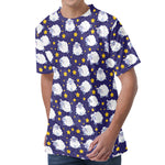 Star And Sheep Pattern Print Men's Velvet T-Shirt
