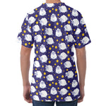 Star And Sheep Pattern Print Men's Velvet T-Shirt