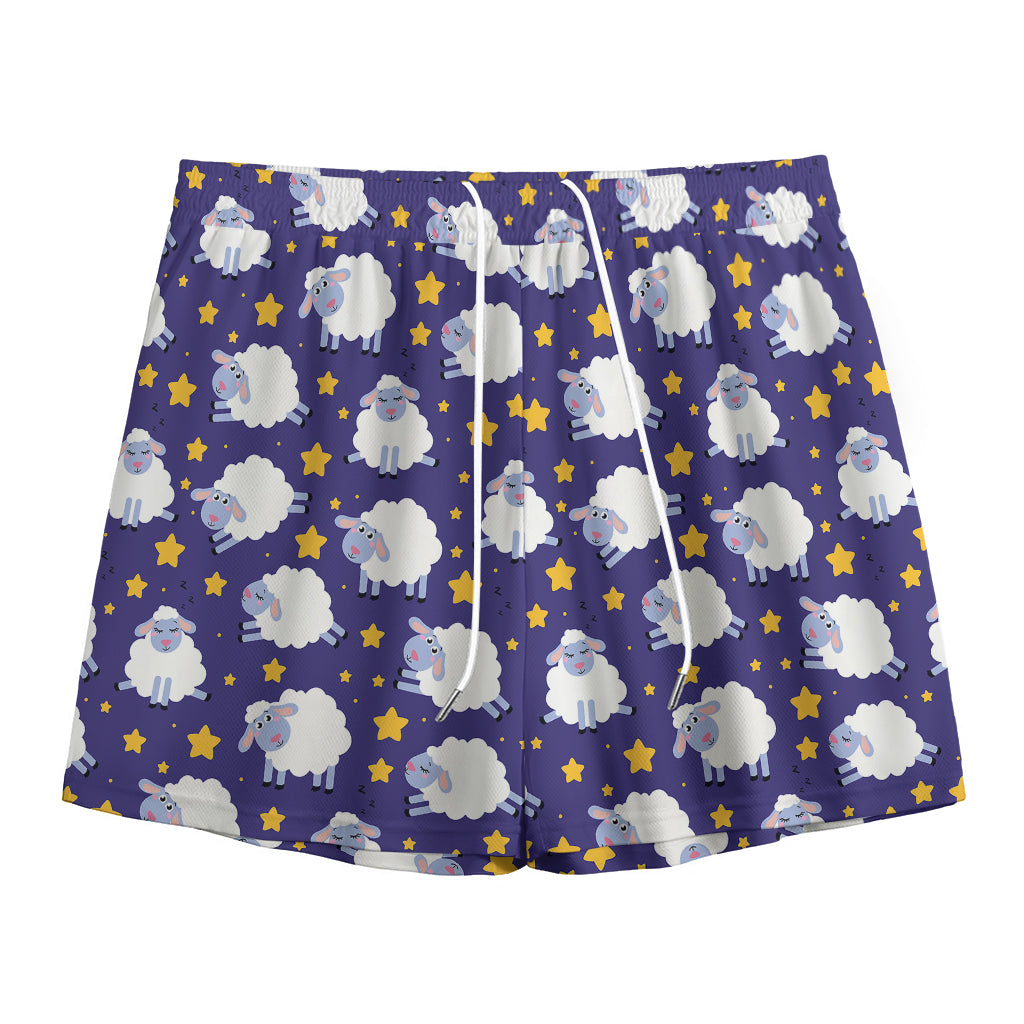 Star And Sheep Pattern Print Mesh Shorts