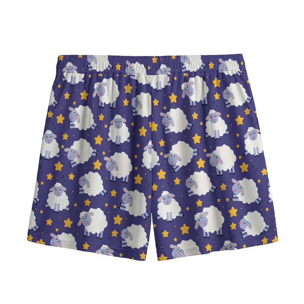 Star And Sheep Pattern Print Mesh Shorts