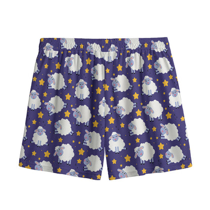 Star And Sheep Pattern Print Mesh Shorts