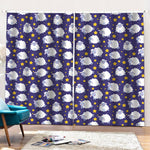 Star And Sheep Pattern Print Pencil Pleat Curtains