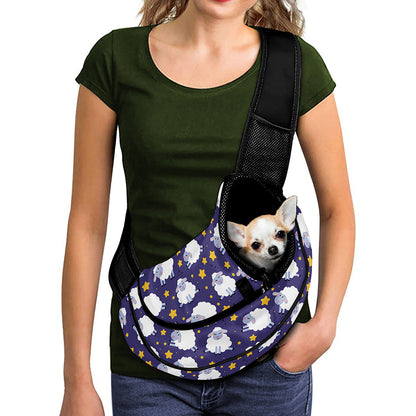 Star And Sheep Pattern Print Pet Sling Carrier