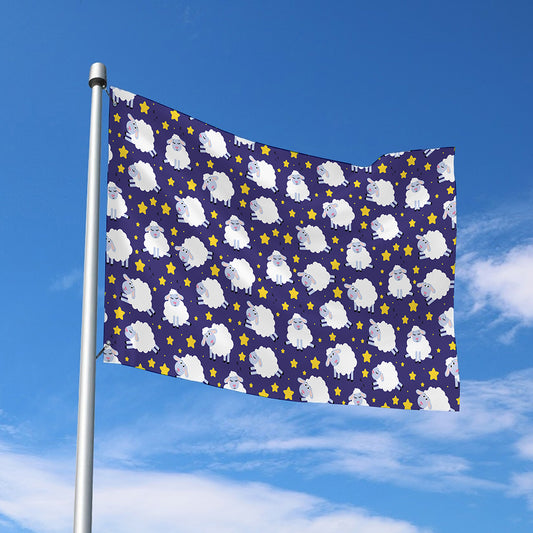 Star And Sheep Pattern Print Polyester Flag