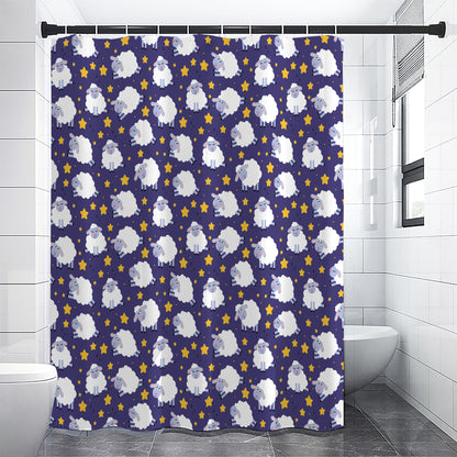 Star And Sheep Pattern Print Premium Shower Curtain
