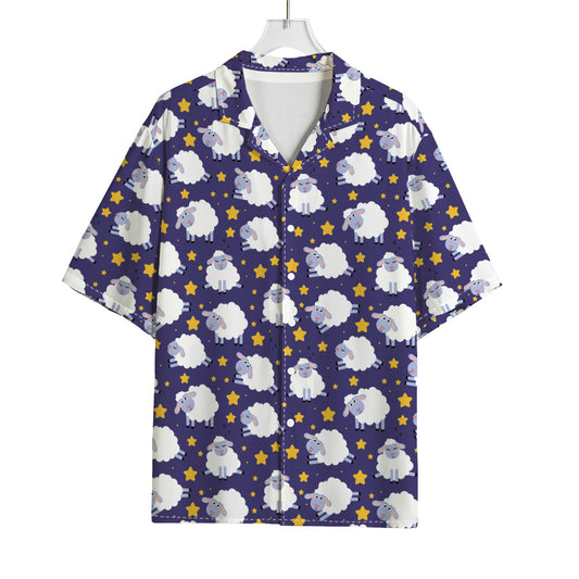 Star And Sheep Pattern Print Rayon Hawaiian Shirt
