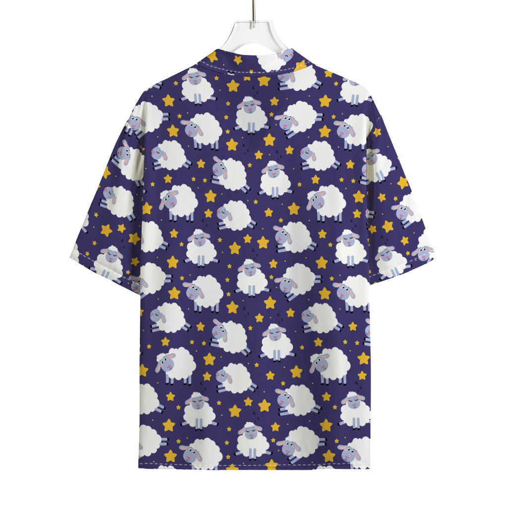 Star And Sheep Pattern Print Rayon Hawaiian Shirt