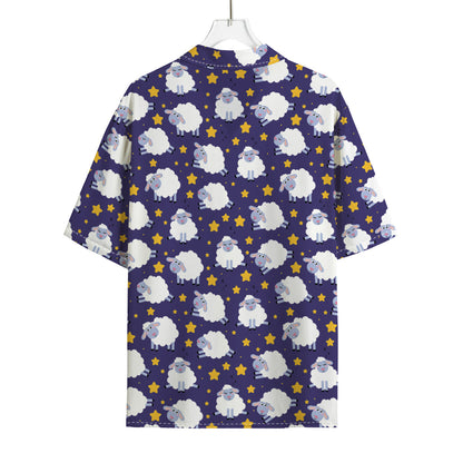 Star And Sheep Pattern Print Rayon Hawaiian Shirt