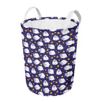 Star And Sheep Pattern Print Round Laundry Basket