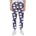 Star And Sheep Pattern Print Scuba Joggers