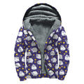Star And Sheep Pattern Print Sherpa Lined Zip Up Hoodie