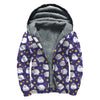 Star And Sheep Pattern Print Sherpa Lined Zip Up Hoodie