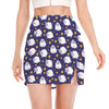 Star And Sheep Pattern Print Side Slit Mini Skirt