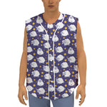 Star And Sheep Pattern Print Sleeveless Baseball Jersey