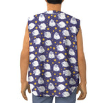 Star And Sheep Pattern Print Sleeveless Baseball Jersey