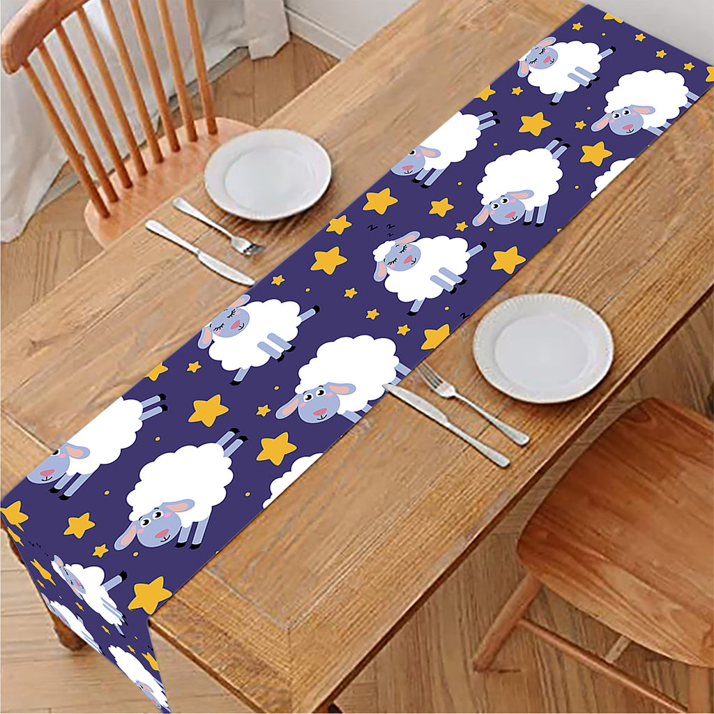 Star And Sheep Pattern Print Table Runner