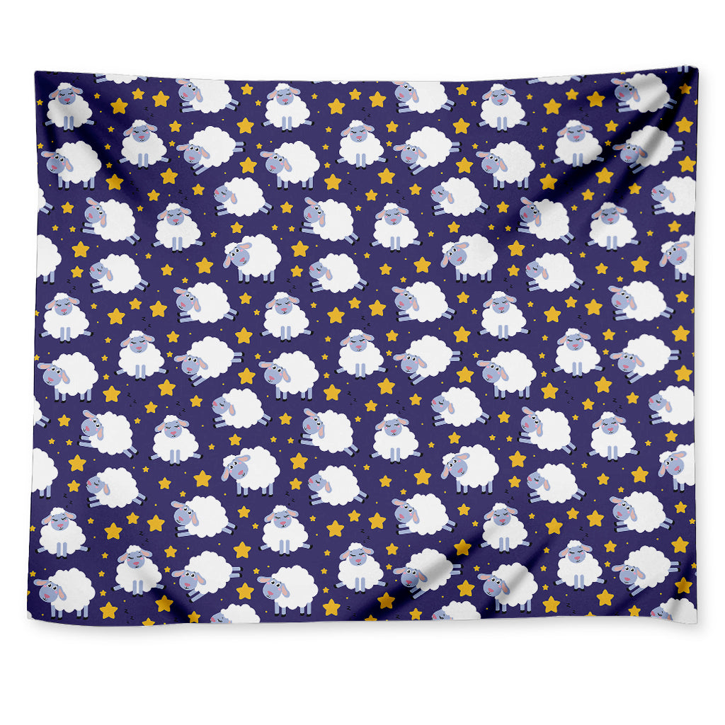 Star And Sheep Pattern Print Tapestry