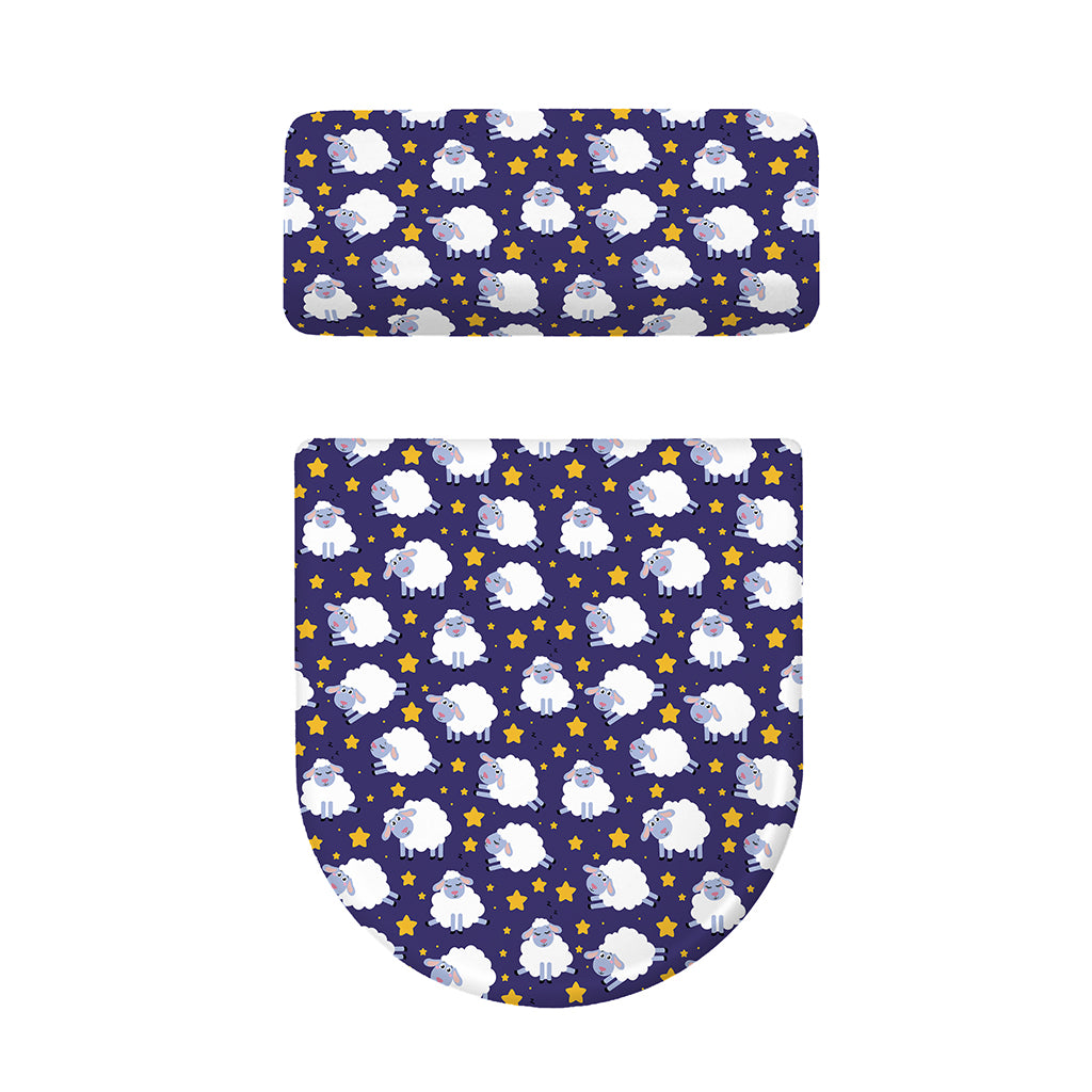 Star And Sheep Pattern Print Toilet Lid And Tank Cover Set