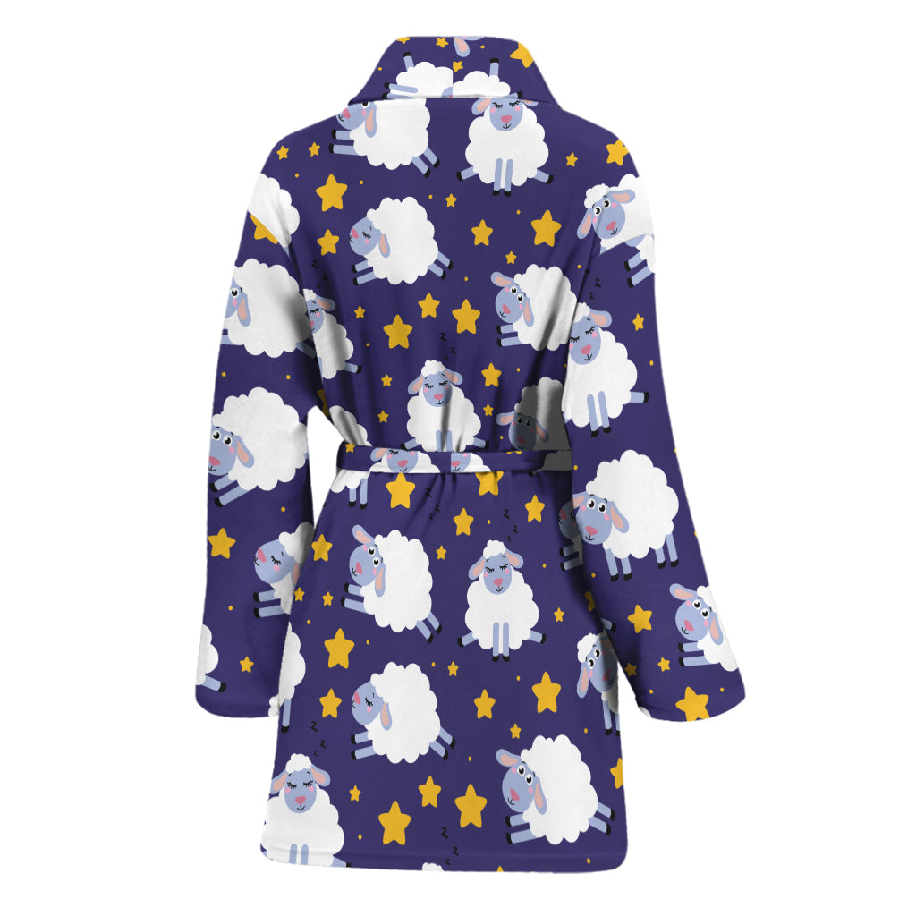 Star And Sheep Pattern Print Women's Bathrobe