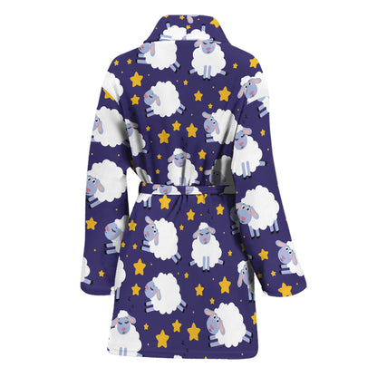 Star And Sheep Pattern Print Women's Bathrobe