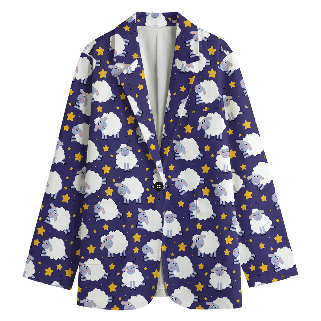 Star And Sheep Pattern Print Women's Blazer