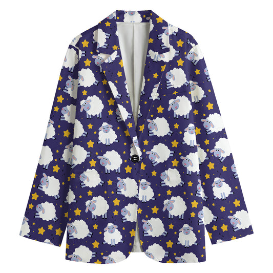 Star And Sheep Pattern Print Women's Blazer