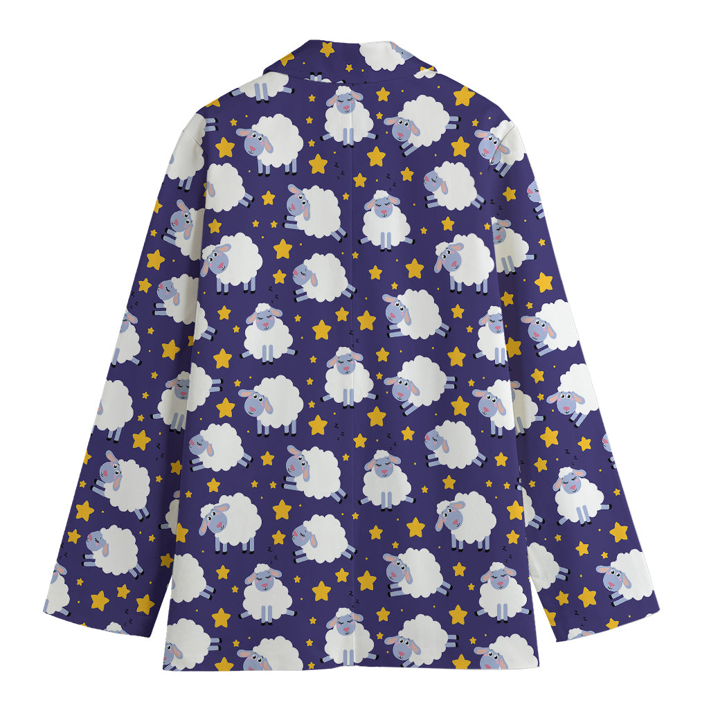 Star And Sheep Pattern Print Women's Blazer
