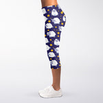Star And Sheep Pattern Print Women's Capri Leggings